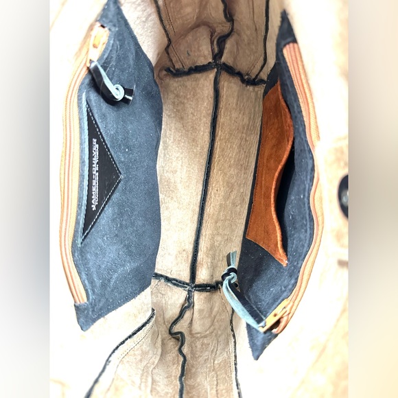 James Culver Black Textured Leather Brown Shoulder Bag Braided Straps Tubac AZ - Picture 10 of 11